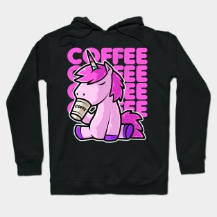 Cute Unicorn Drinking Coffee Kawaii Neko Anime graphic Hoodie